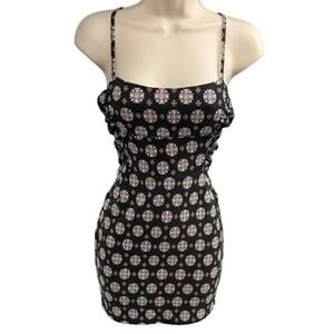 Free People Intimately Ruched Side Bodycon Mini Dress Floral Print XS Medallion